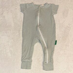 Parade Sage Green Striped Kids One-Piece Zipper Romper